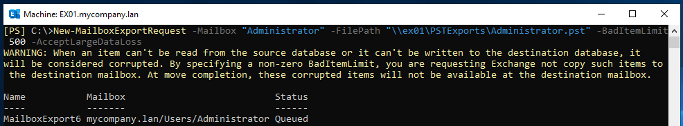Export with Bad Item Limit 